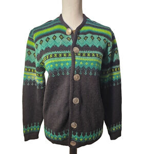Vintage Norvyk By Ren-dale Botany Womens Wool Sweater Size M Pewter Buttons
